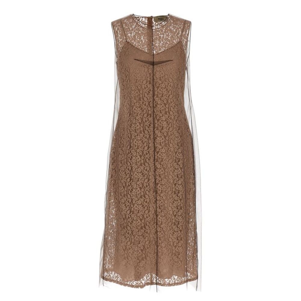 Fendi Beige Cotton Midi Women's Dress